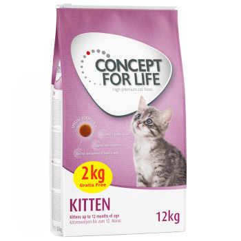 12kg Concept for Life Kitten száraz macskatáp 10+2kg ingyen - Kisállat kiegészítők webáruház - állateledelek