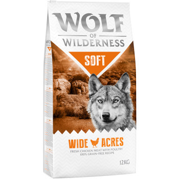 2x12kg Wolf of Wilderness - Adult "Soft Wide Acres"- csirke száraz kutyatáp - Kisállat kiegészítők webáruház - állateledelek