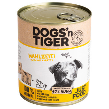 12x800g Dogs'n Tiger Adult Csirke & sárgarépa nedves kutyatáp - Kisállat kiegészítők webáruház - állateledelek