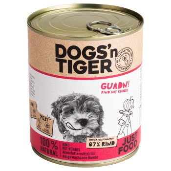 12x800g Dogs'n Tiger Adult Marha & sütőtök nedves kutyatáp - Kisállat kiegészítők webáruház - állateledelek