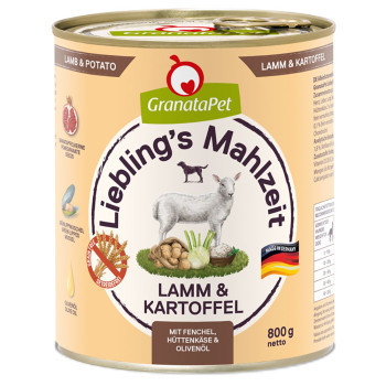 12x800g Liebling´s Mahlzeit nedves kutyatáp-Bárány & burgonya