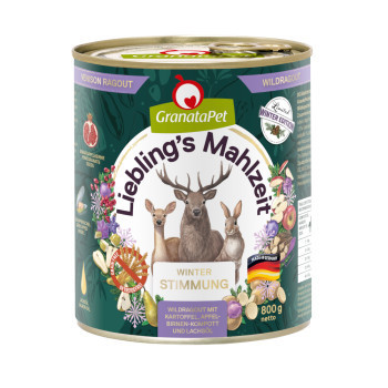 12x800g GranataPet Liebling´s Mahlzeit téli menü vadragu nedves kutyatáp - Kisállat kiegészítők webáruház - állateledelek