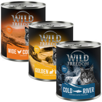 12x800g Wild Freedom Adult gabonamentes nedves macskatáp vegyes csomag (4 x csirke