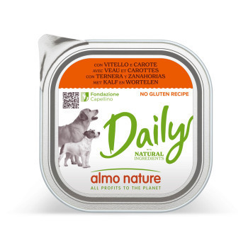 18x300g Almo Nature Daily Borjú & sárgarépa nedves kutyatáp - Kisállat kiegészítők webáruház - állateledelek