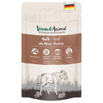 24x125g Venandi Animal Monoprotein Borjú nedves macskatáp - Kisállat kiegészítők webáruház - állateledelek