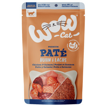 24x125g WOW Cat Adult csirke és lazac nedves macska eledel - Kisállat kiegészítők webáruház - állateledelek