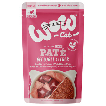 24x125g WOW Cat Junior baromfi és máj nedves macskaeledel - Kisállat kiegészítők webáruház - állateledelek