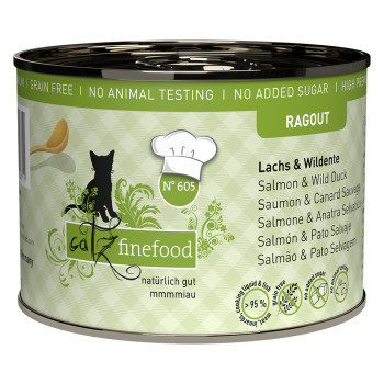 24x190g catz finefood ragout No. 605 lazac & vadkacsa nedves macskatáp - Kisállat kiegészítők webáruház - állateledelek