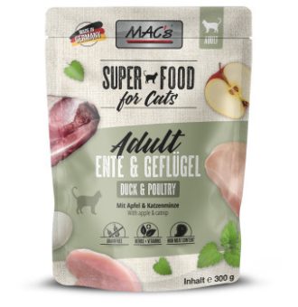 24x300g MAC's Cat Kacsa & szárnyas tasakos nedves macskaeledel - Kisállat kiegészítők webáruház - állateledelek