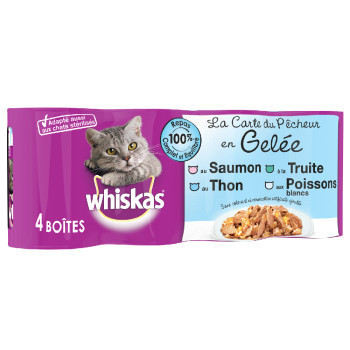 24x390g Whiskas La Carte halválogatás aszpikban nedves macskatáp - Kisállat kiegészítők webáruház - állateledelek