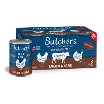 24x400g Butcher's Original gabonamentes nedves kutyatáp - Válogatáscsomag (3 fajta) - Kisállat kiegészítők webáruház - állateledelek