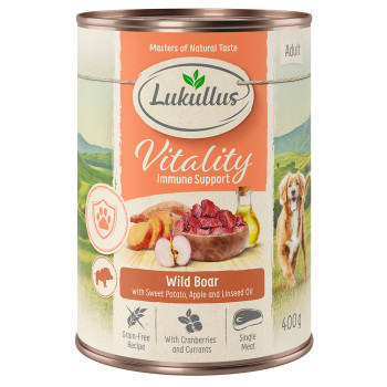 24x400g Lukullus Vitality Immunrendszer: vaddisznó (gabonamentes) nedves kutyatáp - Kisállat kiegészítők webáruház - állateledelek