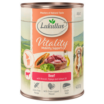 24x400g Lukullus Vitality Ízület: marha (gabonamentes) nedves kutyatáp - Kisállat kiegészítők webáruház - állateledelek