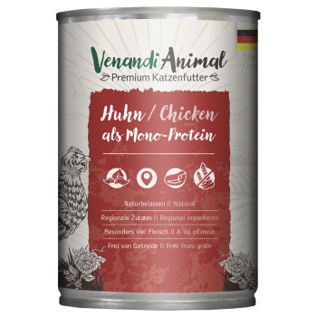 24x400g Venandi Animal Monoprotein Csirke nedves macskaeledel - Kisállat kiegészítők webáruház - állateledelek