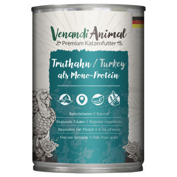 24x400g Venandi Animal Monoprotein Pulyka nedves macskaeledel - Kisállat kiegészítők webáruház - állateledelek