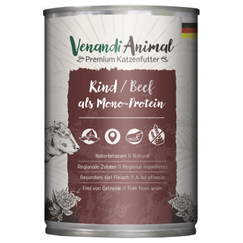 24x400g Venandi Animal Monoprotein marha nedves macskaeledel - Kisállat kiegészítők webáruház - állateledelek