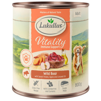 24x800g Lukullus Vitality Immunrendszer: vaddisznó (gabonamentes) nedves kutyatáp - Kisállat kiegészítők webáruház - állateledelek