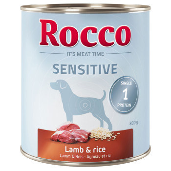 24x800g Rocco Sensitive bárány & rizs nedves kutyatáp - Kisállat kiegészítők webáruház - állateledelek