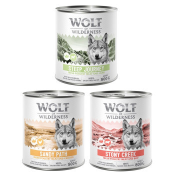 24x800g Wolf of Wilderness Single Protein óriási kedvezménnyel! nedves kutyatáp - Vegyes csomag - Kisállat kiegészítők webáruház - állateledelek