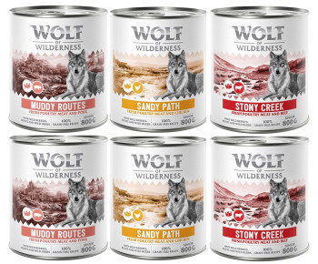 24x800g Wolf of Wilderness Single Protein óriási kedvezménnyel! nedves kutyatáp - Vegyes csomag - Kisállat kiegészítők webáruház - állateledelek