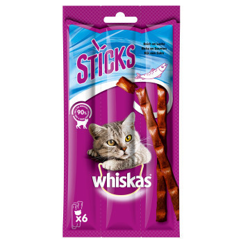 28x36g Whiskas Sticks gazdaságos csomag macskasnack - Lazaccal gazdagon - Kisállat kiegészítők webáruház - állateledelek