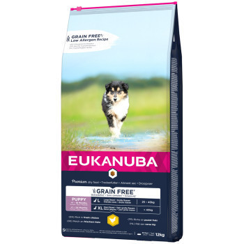 12kg Eukanuba Grain Free Puppy Large Breed csirke száraz kutyatáp - Kisállat kiegészítők webáruház - állateledelek