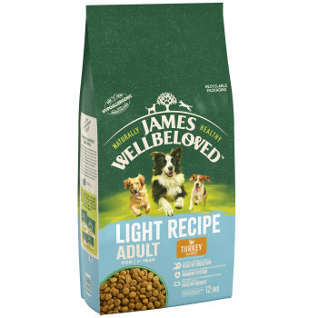 12kg James Wellbeloved Adult Dog Light Hypoallergenic pulyka & rizs száraz kutyatáp - Kisállat kiegészítők webáruház - állateledelek