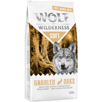 2x12kg Wolf of Wilderness - Adult ""Soft - Gnarled Oaks" - szabad tartású csirke & nyúl száraz kutyatáp - Kisállat kiegészítők webáruház - állateledelek