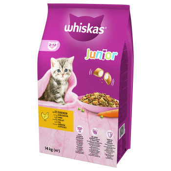 2x 14kg Whiskas Junior csirke száraz macskatáp - Kisállat kiegészítők webáruház - állateledelek