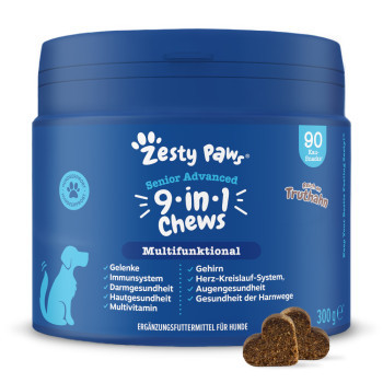 2x90db Zesty Paws Senior Advanced 9-in-1 Chews pulyka étrendkiegészítő kutyáknak - Kisállat kiegészítők webáruház - állateledelek