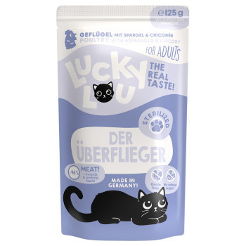 48x125g Lucky Lou Adult Sterilized szárnyas nedves macskatáp - Kisállat kiegészítők webáruház - állateledelek