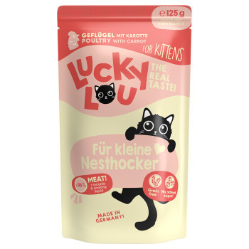 48x125g Lucky Lou Kitten  nedves macskatáp - Szárnyas - Kisállat kiegészítők webáruház - állateledelek