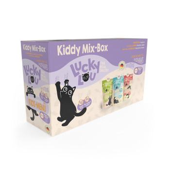 48x125g Lucky Lou Kitten  nedves macskatáp - Vegyes csomag I (3 fajta) - Kisállat kiegészítők webáruház - állateledelek