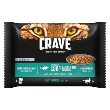 48x85g Crave tasakos nedves macskatáp multipack- Tonhal szószban - Kisállat kiegészítők webáruház - állateledelek