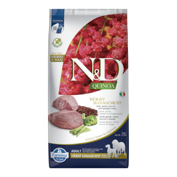 2x7kg Farmina N&D Quinoa Weight Management bárány & quinoa száraz kutyatáp - Kisállat kiegészítők webáruház - állateledelek