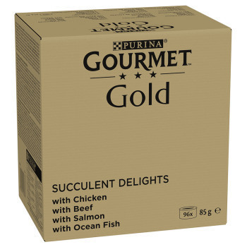 96x85g Gourmet Gold Succulents Delight finom csíkok nedves macskatáp - Kisállat kiegészítők webáruház - állateledelek