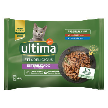 96x85g Ultima Cat Sterilized Marha & tonhal nedves macskatáp - Kisállat kiegészítők webáruház - állateledelek