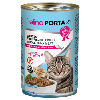 12x400g Feline Porta 21 tonhal & sprotni nedves macskatáp - Kisállat kiegészítők webáruház - állateledelek