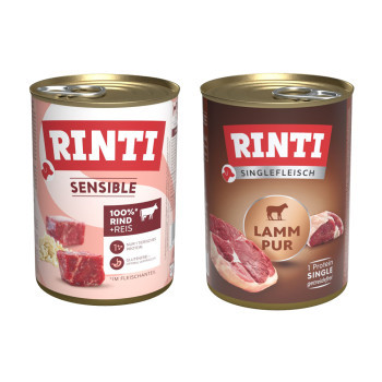 RINTI Sensible gazdaságos csomag 24 x 400 g - Mix 2: bárány + marha & rizs - Kisállat kiegészítők webáruház - állateledelek