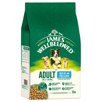 2x12kg James Wellbeloved Adult Dog Hypoallergenic hal & rizs száraz kutyatáp - Kisállat kiegészítők webáruház - állateledelek