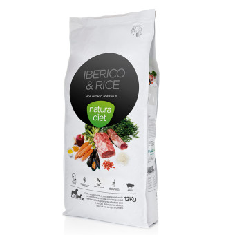 12kg Natura Diet Adult Iberico & rizs száraz kutyatáp - Kisállat kiegészítők webáruház - állateledelek