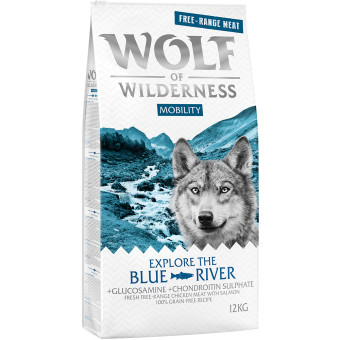 2x12kg Wolf of Wilderness "Explore The Blue River" Mobility - szabad tartású csirke & lazac száraz kutyatáp - Kisállat kiegészítők webáruház - állateledelek