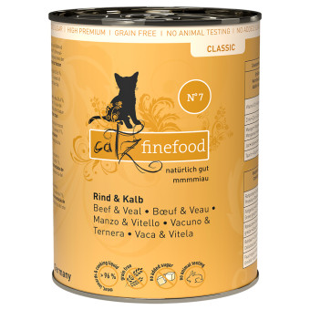 12x400g catz finefood No.7 marha & borjú konzerv nedves macskatáp - Kisállat kiegészítők webáruház - állateledelek