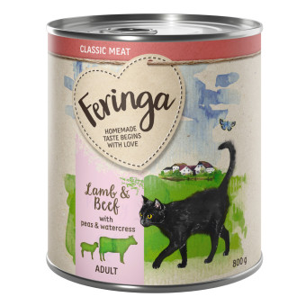 12x800g Feringa Classic Meat Bárány & marha nedves macskatáp - Kisállat kiegészítők webáruház - állateledelek