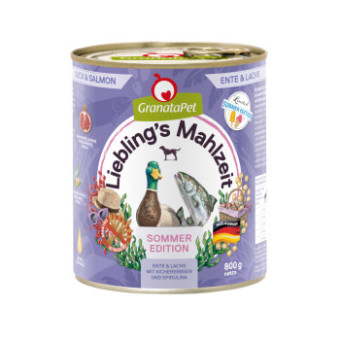 24x800g Granatapet Liebling´s Mahlzeit Kacsa & lazac limitált nyári kiadású nedves kutyatáp - Kisállat kiegészítők webáruház - állateledelek