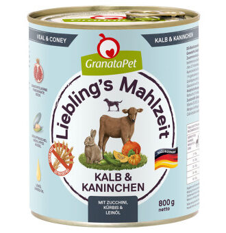 12x800g Liebling´s Mahlzeit nedves kutyatáp-Borjú & nyúl