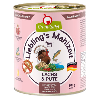 12x800g Liebling´s Mahlzeit nedves kutyatáp-Lazac & pulyka