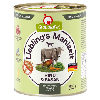12x800g Liebling´s Mahlzeit nedves kutyatáp-Marha & fácán