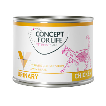 24 x 200 g Concept for Life Veterinary Diet Urinary Chicken nedves eledel felnőtt macskáknak - Kisállat kiegészítők webáruház - állateledelek
