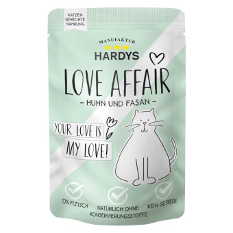24x100g Hardys LOVE AFFAIR Csirke & fácán nedves macskatáp - Kisállat kiegészítők webáruház - állateledelek